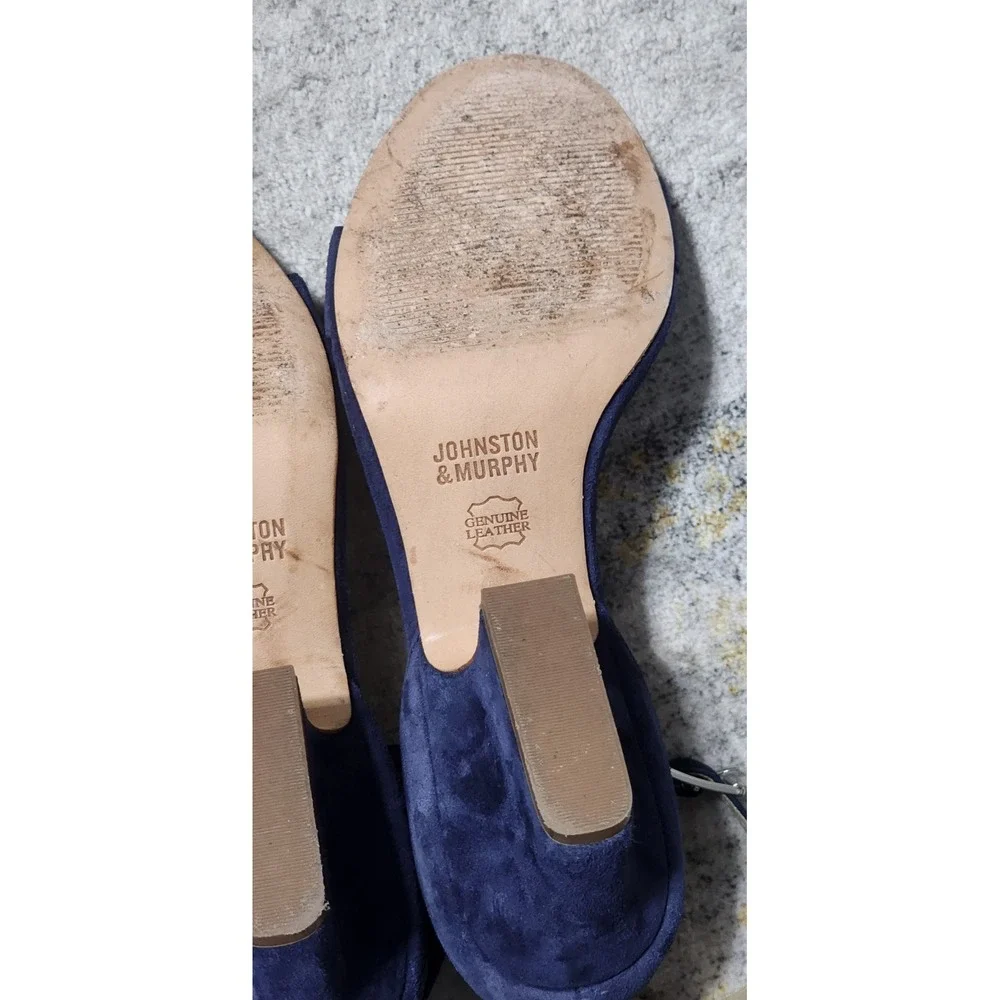 Johnston Murphy Women's Navy Suede Deena Ankle Strap Sandal Size 9 M 78-22066